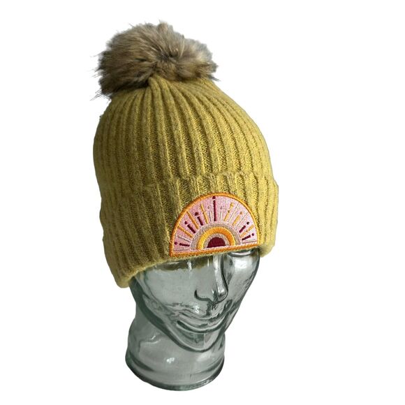 Virginia Wolf Accessories - Virginia Wolf NYC Soft Pom Pom Beanie Hat Sunray Sunshine